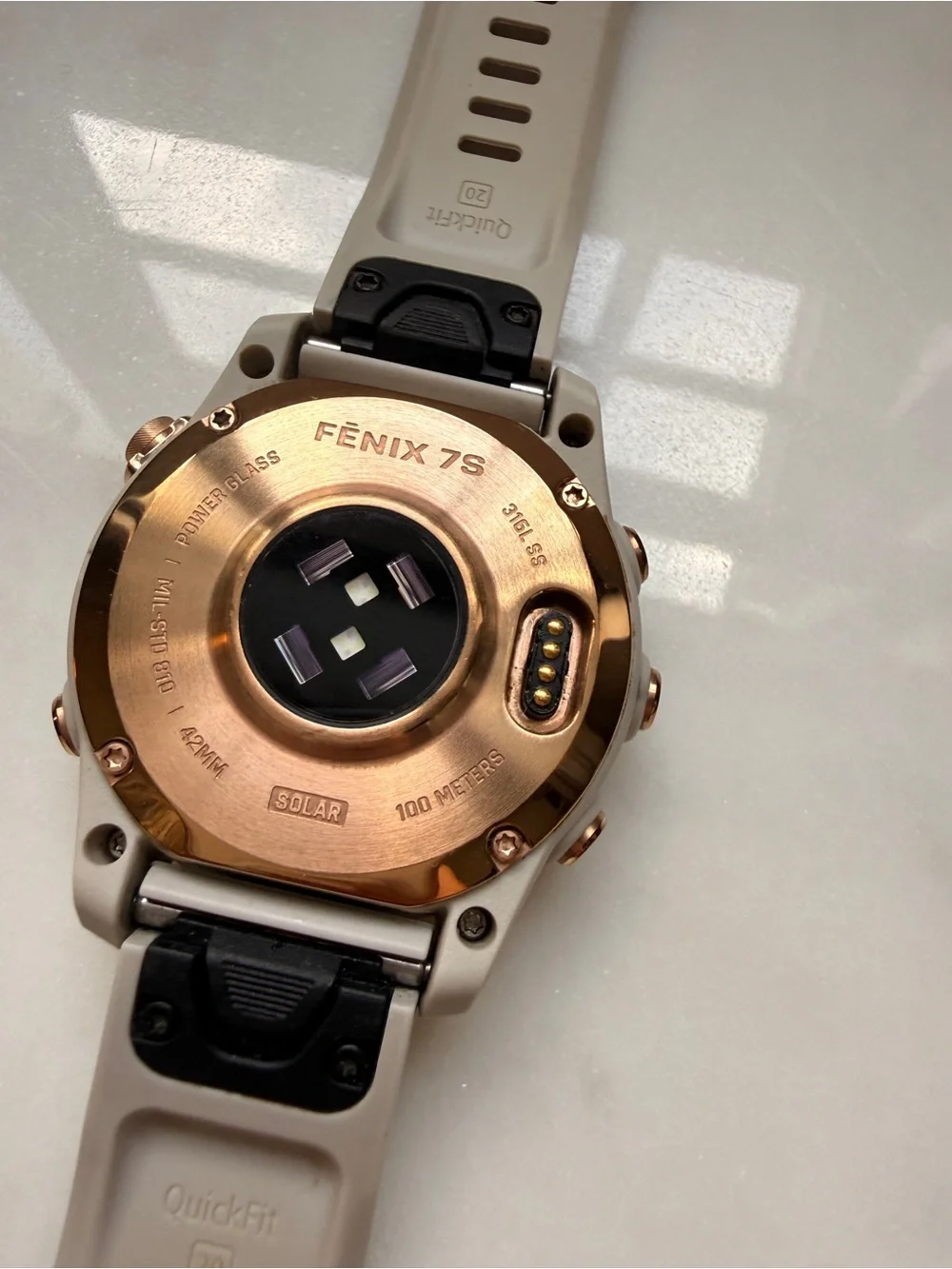 Garmin fēnix® 7S Solar Edition Rose Gold with Light Sand Band